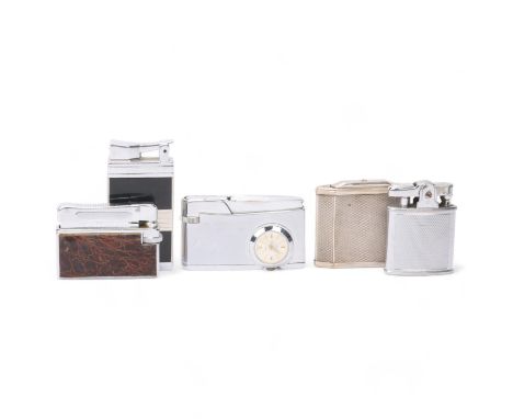 5 vintage lighters, Sarome "Nivico, Fero Feldman watch lighter, Ronson, Garantie Zunder model 60, Colibri QTR-997. Watch not 