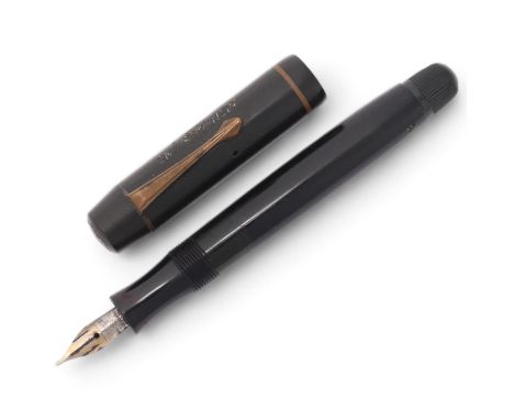 A vintage Montblanc 332 fountain pen, piston fill, makers mark to cap Replacement nib, otherwise complete condition, wear com