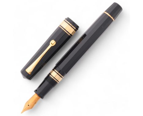 An Omas Dama fountain pen, with 14ct EF nib and black resin piston fill body, boxed with papersVery good condition 