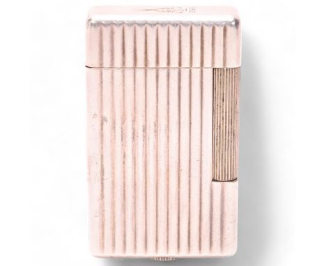 A vintage 1940s' Dunhill silver plated lighter, Design No 855346, engraved to top with cross rifles B.S.A., ribbed body, made