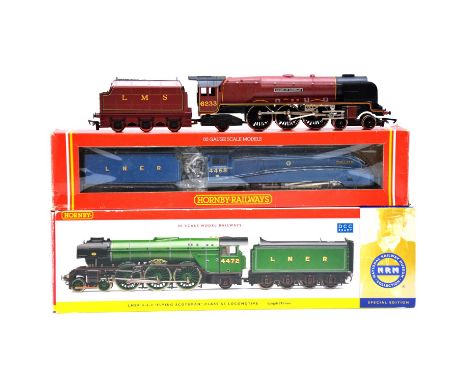 Hornby OO gauge model railway steam locomotives with tenders, three including ref. R066 LMS 4-6-2 Princess Coronation class '
