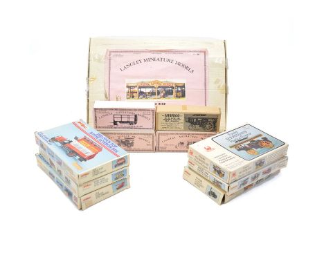 A tray containing eleven model vehicle and building kits, including Keil Kraft Fowler Class Z7 ploughing engine, 1/72 scale; 