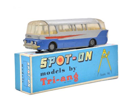 Tri-ang Spot-on die-cast model ref no.156 Mulliner Coach, silver and blue body with red flash, boxed. 