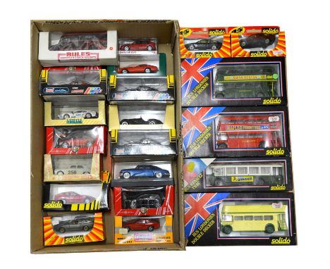 Die-cast model vehicles, twenty-two including Vitesse ref. L041 Ferrari 308GT, Saba livery; Jouef ref. 1032 Ferrari 250 GT, L