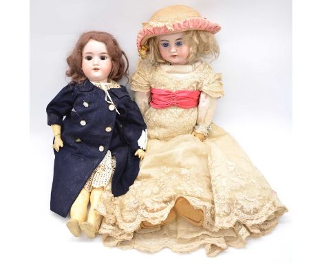 Two Armand Marseille Germany bisque head dolls, one head stamp 1894 8 DEP, fixed eyes, open mouth, composition body, 60cm; he