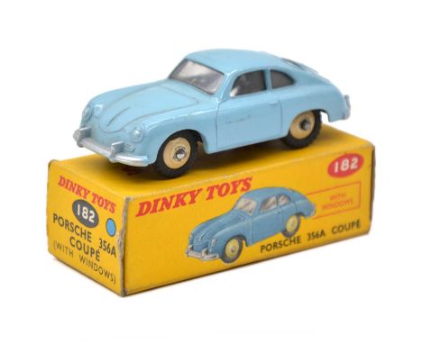 Dinky Toys die-cast model ref 182 Porsche 356A Coupe, blue body, boxed.