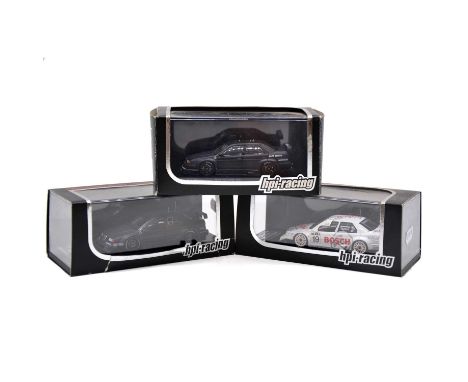 HPI-Racing die-cast model vehicles, three including ref. 990 Alfa Romeo 155V6 TI ITC, black body, 1:43 scale; ref. 8098 Alfa 