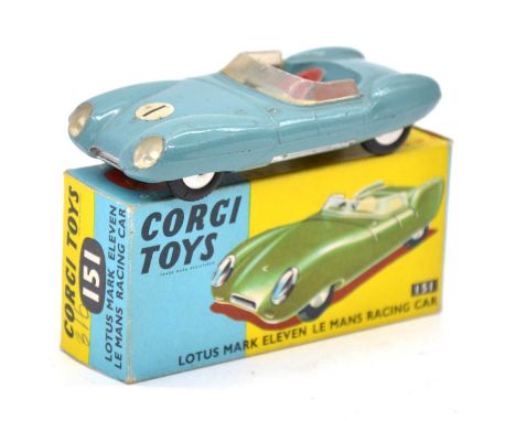 Corgi Toys die-cast model ref 151 Lotus Mark Eleven Le Mans racing car, no.1 label, boxed.