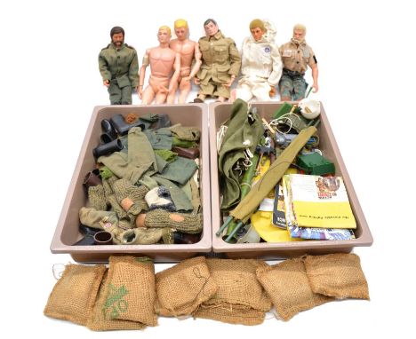 Action Man by Palitoy, five figures; and a good selection of clothing and accessories; along with a later action figure. 