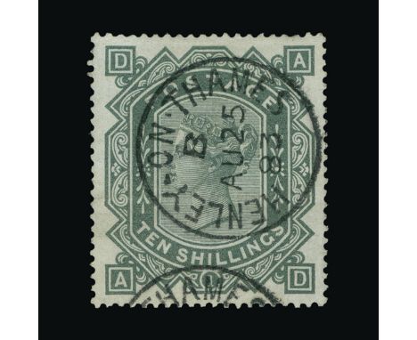 Great Britain - QV (surface printed) : (SG 135) 1867-83 wmk Anchor 10s greenish grey, AD, well centred, excellent colour, nea
