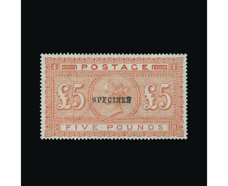 Great Britain - QV (surface printed) : (SG 137s) 1867-83 £5 orange, DB, ovptd. SPECIMEN Type 9, well centred, a few light wri