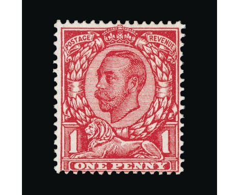 Great Britain - KGV : (SG 341var) 1912 1d bright scarlet, WITHOUT WATERMARK, centred to SE, fine and fresh, l.m.m. With photo