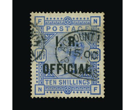 Great Britain - Officials : (SG O10) 1884-88 INLAND REVENUE 10s ultramarine, NF, small red mark below Chignon, light toning, 