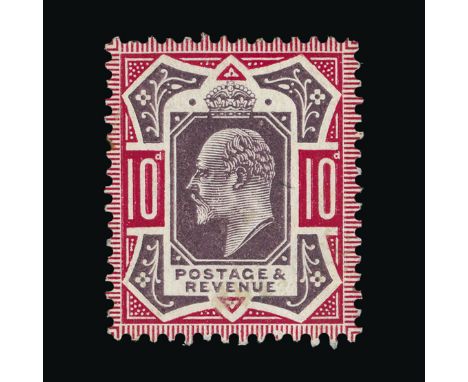 Great Britain - KEVII : (SG (255)) 1902-10 DLR 10d slate-purple and deep (glossy) carmine, on chalky paper, small gum patches