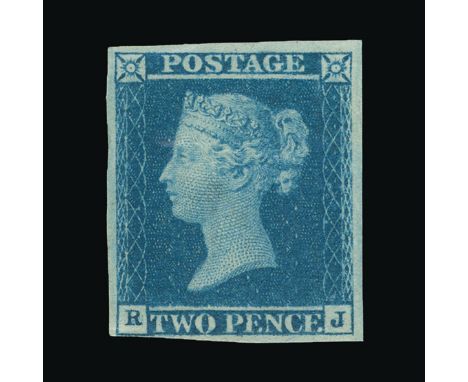 Great Britain - QV (line engraved) : (SG 14) 1841 2d blue, plate 3, RJ, 4 good margins except very close at bottom left, fres