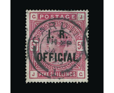 Great Britain - Officials : (SG O9) 1884-88 INLAND REVENUE 5s rose, JG, neat central CARLISLE cds, small tone patch on revers
