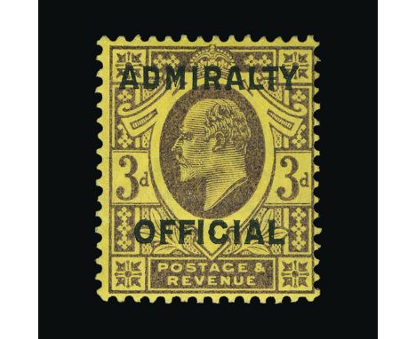 Great Britain - Officials : (SG O112) 1903-04 ADMIRALTY 3d, centred to right, light horizontal crease at bottom, very fresh, 