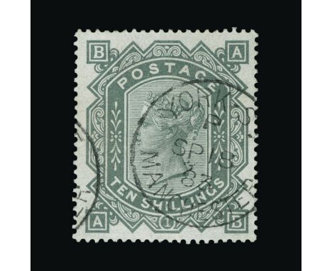Great Britain - QV (surface printed) : (SG 135) 1867-83 wmk Anchor 10s greenish grey, AB, well centred, neat light YORK ST./M