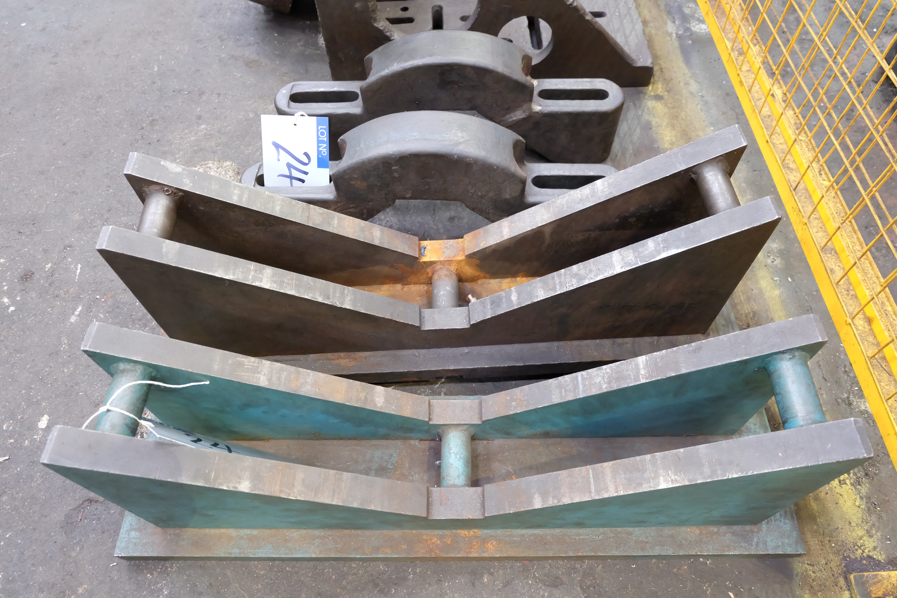 A Pair Of Vee Blocks, 27in x 8in capacity with Clamps.