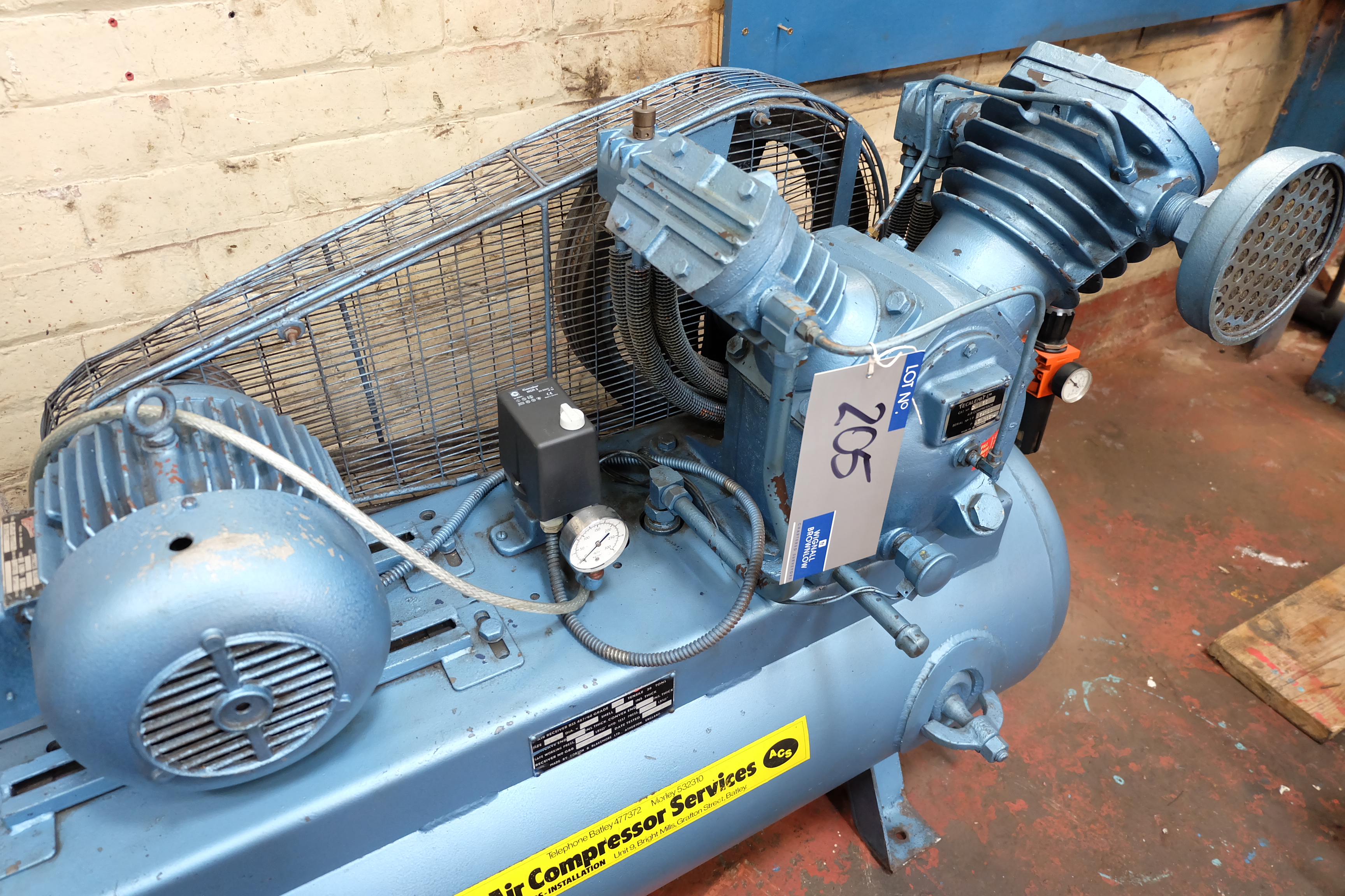 A Tecalemit DA1836 Receiver Mounted Air Compressor (3ph), 18in x 58in