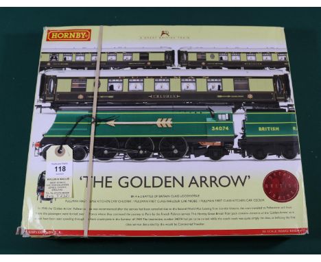 A Hornby 'OO' gauge Train Pack (R2369). 'The Golden Arrow'. Comprising British Railways Battle of Britain class 4-6-2 Tender 