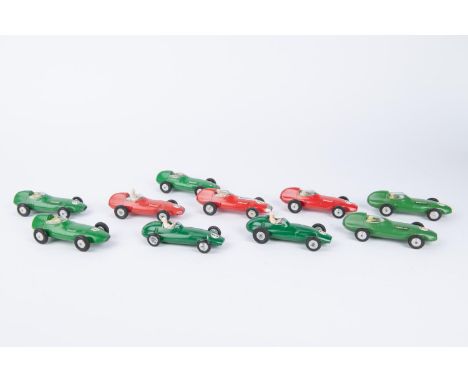 10 Corgi Vanwall and BRM single seat racing cars. 8 Vanwall- 3 finished in red, two with drivers, RN3, 7 and 25. Plus 5 in va