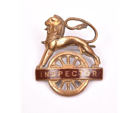 British Railways (Western Region) INSPECTOR cap badge. Brass and brown enamel lion over wheel, with 2 lugs to reserve. VGC. £