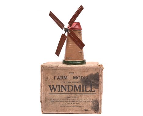 Charbens 'The Farm Model Of Old English Windmill'. An example in mid brown with dark brown sails, red roof with dark green ba