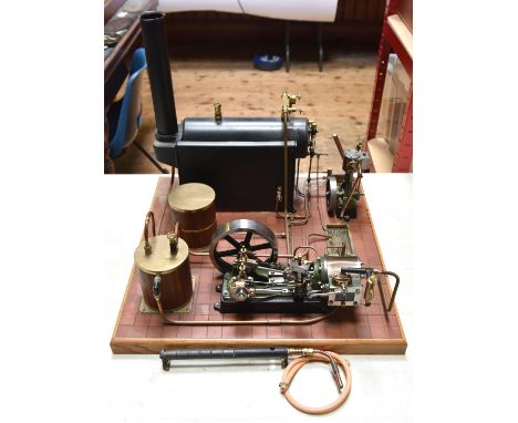 A Stuart Models live steam stationary steam plant. A well constructed model in brass, cast iron, etc. Boiler fitted with wate