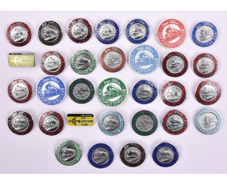 32x Ian Allan 'Loco Spotters' and 'Air Spotters' club badges with the enamel in a variety of British Railways regional colour