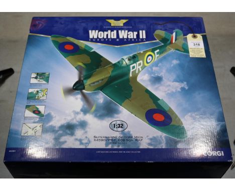 Corgi Aviation 1:32 scale Supermarine Spitfire MKIA X4590/PR-F 609 Squadron RAF (AA33901). Boxed, with packing, minor wear. C