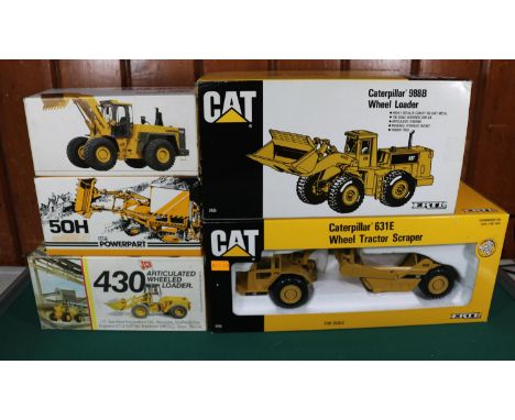 5 heavy plant/construction equipment. 2x ERTL Cat- Caterpillar 988B Wheel Loader. Plus a Caterpillar 631E Wheel Tractor Scrap