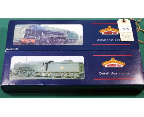 2 Bachmann steam tender locomotives. A BR rebuilt Patriot class 4-6-0, R.E.M.E.' RN45528 in Brunswick Green livery. Plus a BR