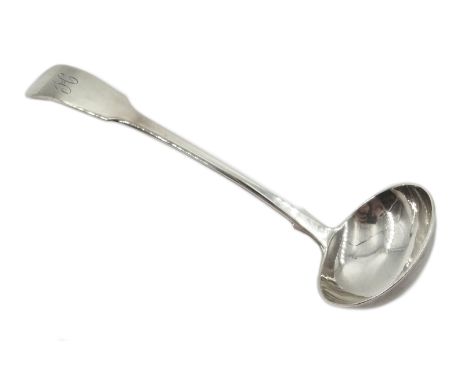 George IV Scottish provincial silver ladle, fiddle pattern by John Heron, Glasgow 1825, approx 1.3oz Condition Report Good co