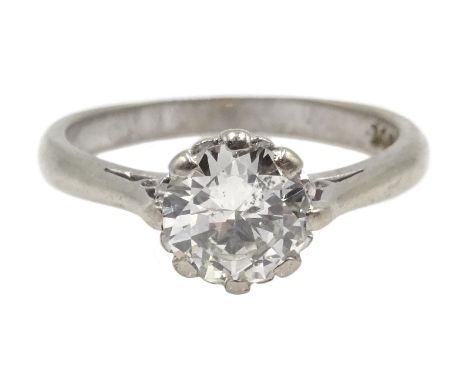 White gold single stone diamond ring, stamped 18ct, diamond approx 1.00 carat Condition Report Approx 4.36gm, size OClick her