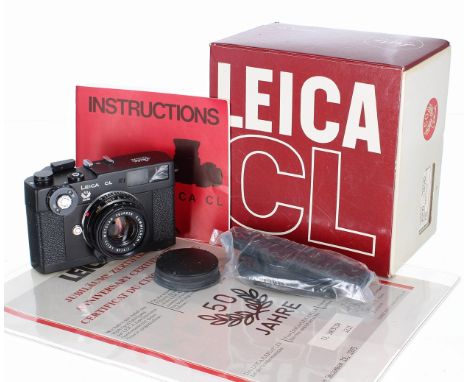 Leica CL '50 Jahre' Anniversary model rangefinder camera , black, serial no. 1403134 , 50 year anniversary model, with Leitz 