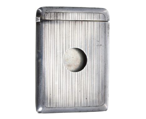 Sampson Mordan &amp; Co. Ltd. silver engine turned cigarette case, with spring hinged cover and hinged fall front with circul