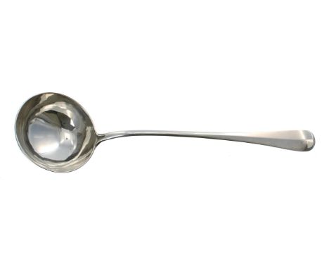 Victorian Hanoverian pattern silver rat tail soup ladle, with an engraved cockerel&nbsp;crest beneath the handle,&nbsp;maker&