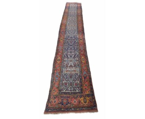 Good Persian Bidjar pattern runner, 17 feet x 40" 