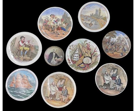 Eight assorted Prattware pot lids (8) 