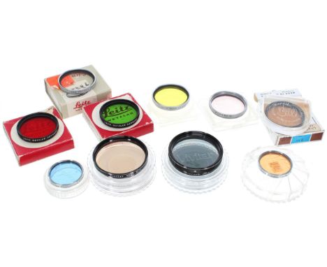 Six Leica Leitz camera lens filters, various colours and sizes; together with four further camera Lens filters,&nbsp;includin