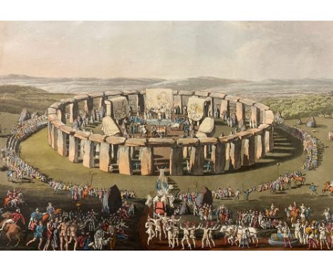 Stonehenge 1815 - Grand Conventicle Festival of the Britons. A hand-coloured aquatint etching designed by Charles Hamilton Sm