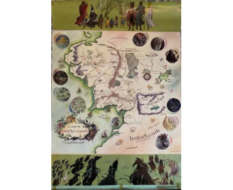 Pauline Baynes (English, 1922-2008). Middle Earth [Lord of the Rings, Tolkien], original poster, first issue, 30" x 20", smal