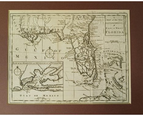 A quantity of antique maps, including: GIBSON, J. A Map of the New Governments of East and West Florida, 21.2 x 27cm, publish