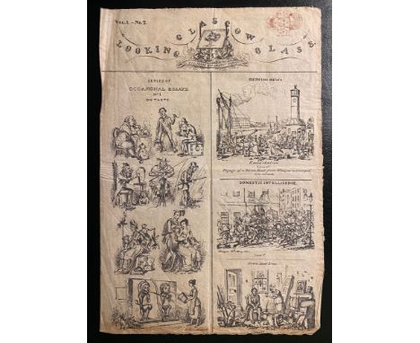 [HEATH, William (Illust.)]. The Glasgow Looking Glass, Vol. 1, No. 2, folio (39cm), 4pp., illustrated with satirical cartoons