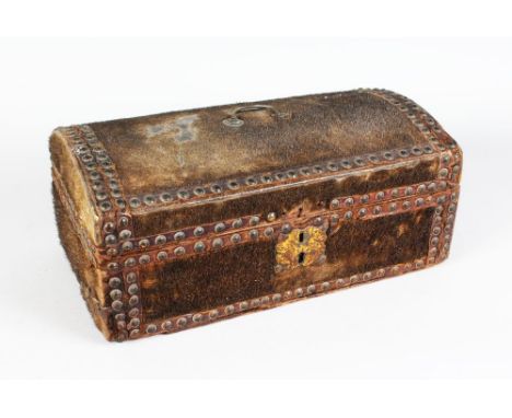 A GEORGIAN DONKEY SKIN DOMED TOP BOX, with label J. H. MARKLOVE, Trunk Maker, BRISTOL. 15ins long.