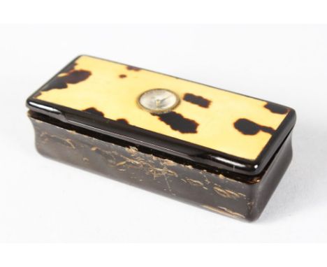 A LONG BONE SNUFF BOX, the lid with a compass. 8ms long.