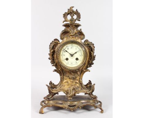 A GOOD LOUIS XVI DESIGN ORMOLU MANTLE CLOCK, with eight-day movement signed, No. 15508, with cream dial, striking on a single