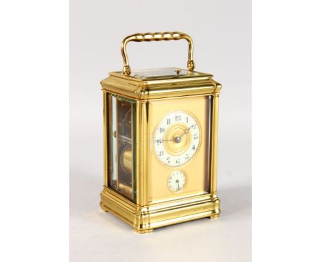 A GOOD 19TH CENTURY FRENCH BRASS ALARM REPEATER CARRIAGE CLOCK, No. 1271. 5.5ins high.
