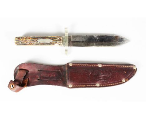 A BOWIE KNIFE with bone handle by JOSEPH HAYWOOD, SHEFFIELD.